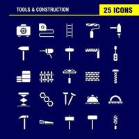 Tools And Construction Solid Glyph Icon Pack For Designers And Developers Icons Of Box Case Cog Construction Construction Measure Tape Tape Vector