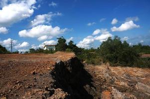 The Impact of coal mining on the environment. The mining location was abandoned without reclamation. Locationat Sangatta, East Kalimantan, Indonesia.      . photo