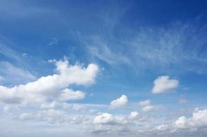 Dramatic Blue sky background with white clouds photo