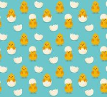 Chickens seamless pattern. Festive vector background for Easter.