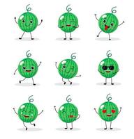 Watermelon cartoon character isolated on white background. Healthy food funny mascot vector illustration in flat design.