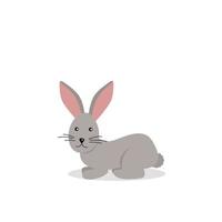 Cute rabbit in flat style isolated on white background vector