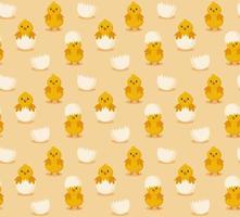 Chickens seamless pattern. Festive vector background for Easter.