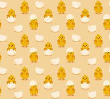 Chickens seamless pattern. Festive vector background for Easter.