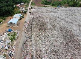 Aerial top view large garbage pile, Garbage pile in trash dump or landfill, photo