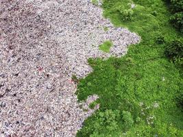 Aerial top view large garbage pile, Garbage pile in trash dump or landfill photo