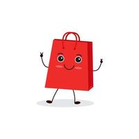 Cute happy funny shopping bags. Vector cartoon character illustration icon design.Isolated on white background