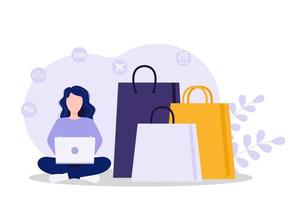 Online shopping concept illustration, web templates, flat design vector poster