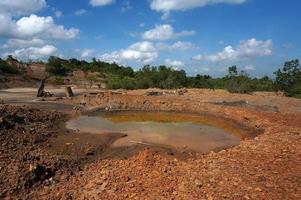 The Impact of coal mining on the environment. The mining location was abandoned without reclamation. Location at Sangatta, East Kalimantan, Indonesia. photo