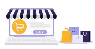 Online shopping concept illustration, web templates, flat design vector poster