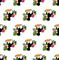 Vector seamless pattern with toucan. Texture design