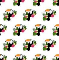 Vector seamless pattern with toucan. Texture design