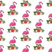 Vector seamless pattern with pink flamingos. Texture design