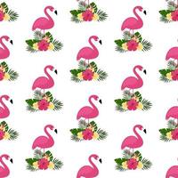 Vector seamless pattern with pink flamingos. Texture design