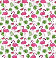 Vector seamless pattern with pink flamingos. Texture design