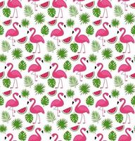 Vector seamless pattern with pink flamingos. Texture design