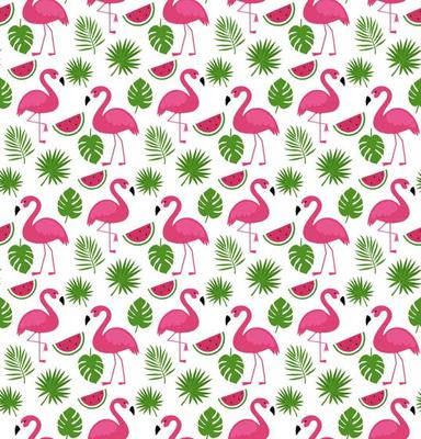 Vector seamless pattern with pink flamingos. Texture design