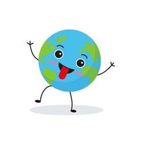 lindo personaje del planeta tierra. colección de emojis del planeta de dibujos animados. ilustración de vector de tarjeta de día de la tierra
