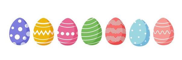 Set of easter eggs flat design on white background. vector