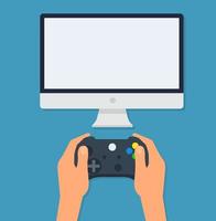 Businessman hand holding game controller - Flat style vector