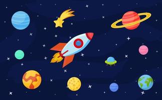 Cartoon space objects Royalty Free Vector Image