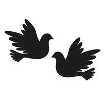 A flying dove. Silhouette of the bird. Doves on white background, silhouette dove in flight. Flying birds. Silhouette of the flying bird. vector