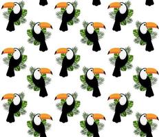 Vector seamless pattern with toucan. Texture design