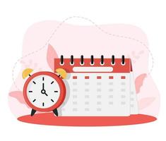 Daylight Saving Time begins concept. The clocks moves forward one hour. Calendar with marked date. DST begins in USA, spring clock changes for banner, web, emailing. Flat design vector illustration