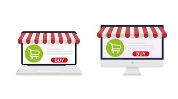 compra de pantalla de computadora y laptop. concepto de compras en línea.