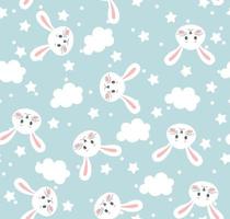 Seamless pattern in rabbits and cloud childish pattern. vector