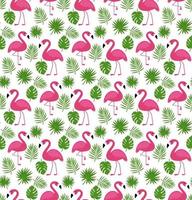 Vector seamless pattern with pink flamingos. Texture design