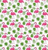 Vector seamless pattern with pink flamingos. Texture design