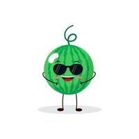 Watermelon cartoon character isolated on white background. Healthy food funny mascot vector illustration in flat design.