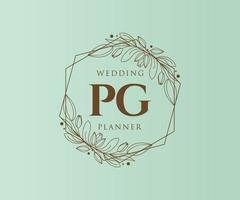 PG Initials letter Wedding monogram logos collection, hand drawn modern minimalistic and floral templates for Invitation cards, Save the Date, elegant identity for restaurant, boutique, cafe in vector