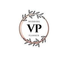 VP Initials letter Wedding monogram logos collection, hand drawn modern minimalistic and floral templates for Invitation cards, Save the Date, elegant identity for restaurant, boutique, cafe in vector