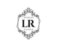 LR Initials letter Wedding monogram logos collection, hand drawn modern minimalistic and floral templates for Invitation cards, Save the Date, elegant identity for restaurant, boutique, cafe in vector