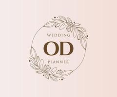 OD Initials letter Wedding monogram logos collection, hand drawn modern minimalistic and floral templates for Invitation cards, Save the Date, elegant identity for restaurant, boutique, cafe in vector