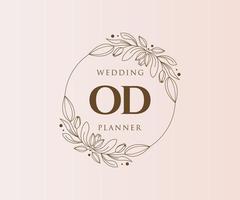 OD Initials letter Wedding monogram logos collection, hand drawn modern minimalistic and floral templates for Invitation cards, Save the Date, elegant identity for restaurant, boutique, cafe in vector