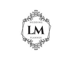 LM Initials letter Wedding monogram logos collection, hand drawn modern minimalistic and floral templates for Invitation cards, Save the Date, elegant identity for restaurant, boutique, cafe in vector