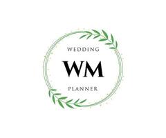 WM Initials letter Wedding monogram logos collection, hand drawn modern minimalistic and floral templates for Invitation cards, Save the Date, elegant identity for restaurant, boutique, cafe in vector