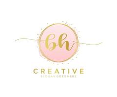 Initial BH feminine logo. Usable for Nature, Salon, Spa, Cosmetic and Beauty Logos. Flat Vector Logo Design Template Element.