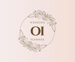 colección de logotipos de monograma de boda con letras iniciales de oi, plantillas florales y minimalistas modernas dibujadas a mano para tarjetas de invitación, guardar la fecha, identidad elegante para restaurante, boutique, café en vector