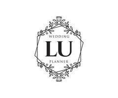LU Initials letter Wedding monogram logos collection, hand drawn modern minimalistic and floral templates for Invitation cards, Save the Date, elegant identity for restaurant, boutique, cafe in vector