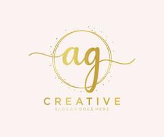 Initial AG feminine logo. Usable for Nature, Salon, Spa, Cosmetic and Beauty Logos. Flat Vector Logo Design Template Element.