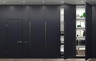 Modern dark wardrobe and minimalist doors furniture photo