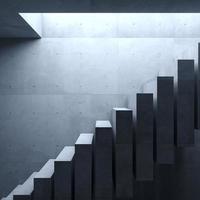 Concept concrete staircase exit in dark tunnel photo