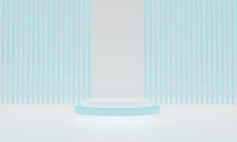 Abstract blue white background. 3d rendering with podium. Minimal scene. photo