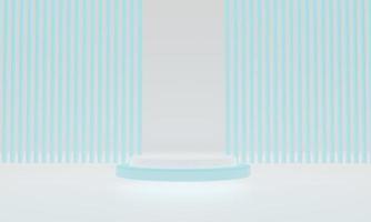 Abstract blue white background. 3d rendering with podium. Minimal scene. photo