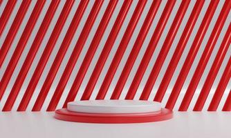 Abstract red white background. 3d rendering with podium. Minimal  scene. photo