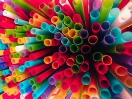 Abstract a colorful of plastic straws photo